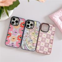 Casetify เคสโทรศัพท์มือถือ ซิลิโคนนิ่ม กันกระแทก ลายการ์ตูนดอกกุหลาบแห้ง หน้ายิ้ม เนบิวลาน่ารัก สําหรับ iPhone 14 Pro Max 11 12 13 Pro Max