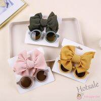 【hot sale】ↂ┇■ D03 BABYGARDEN-Baby Girl Sunglasses Headband Set Anti-UV Round Dark Glasses Solid Color Bowknot Hair Band