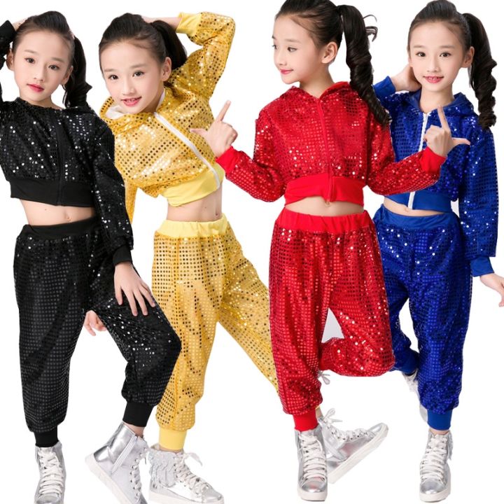 children-sequins-jazz-dance-modern-cheerleading-hip-hop-costume-for-kids-boy-girls-crop-top-and-pant-performance-outfits-clothes