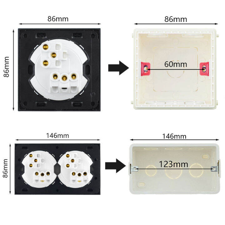 10A UK Power Socket Electrical Outlet 86 146 Type Wall Socket Gray