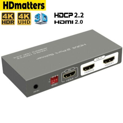 ตัวแยก2.0ที่เข้ากันได้กับ HDMI HDR HDCP 2.2ตัวแยก2.0ที่เข้ากันได้2/4พอร์ต HDMI 4K 60Hz 1 In 2 Out พร้อมตัวควบคุม EDID
