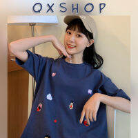 QXshop ✨เสื้อยืดคอกลมสีพื้น ลายตัวการ์ตูนสุดกวน ดูเรียบๆ สวมใส่สบายพร้อมลุยทุกงาน ?️?