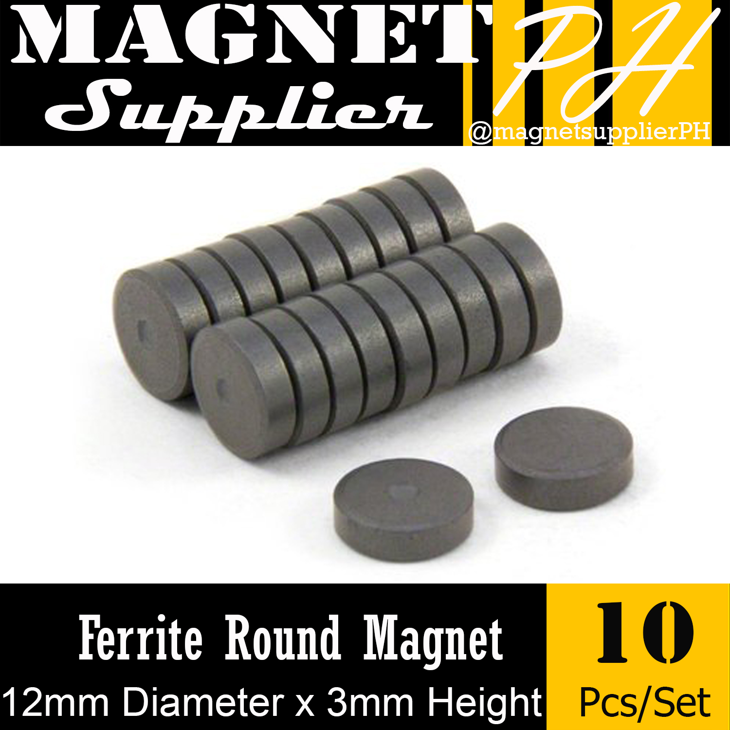 3mm Thick 4mm-30mm Diameter Ferrite Round Magnet Disc Souvenir Hobby Craft 10pcs 