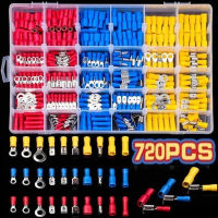 280/480/720pcs Cable Lugs Assortment Kit Wire Flat Female and Male Insulated Electric Wire Cable Connectors Crimp Terminals Set-DAFGH STORE