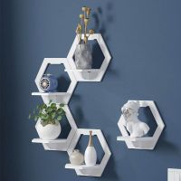 Creative Wall Shelf Home Punch-Free Wall-Mounted PVC Wood Hanging Decoration Flower Shelf Bedroom Balcony Wall Flower Pot Stand