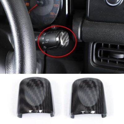 NHAUTP 2Pcs/Set ABS Carbon Fiber Grain Turn Signal/Wiper Control Lever Decoration Cover For Suzuki Jimny 2015-2019 Car Sticker