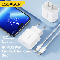 Essager 20W PD Type C ชาร์จเร็วสำหรับ IPhone 14 13 Pro Max ที่ชาร์จเร็ว S22 Samsung อะแดปเตอร์ชาร์จในรถยนต์โทรศัพท์มือถือ