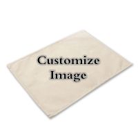 【LZ】⊕  Customized Pictures Print Placemat Linen Table Mat Decorative Christmas Home Kitchen Dinner Coffee Dining Pads