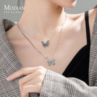 Modian 100 Real 925 Sterling Silver Retro Flying Butterfly Pendant Necklace for Women 2 Style Pendant Fine Jewelry Design