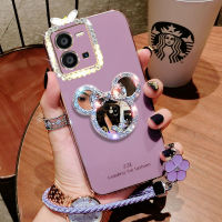 เคสสำหรับ โทรศัพท์ VIVO Y36 Y27 5G Y35 V25E V25 5G Y22S V25E V20Pro Y31 V20 V21E พร้อมกระจกและสายคล้องสั้น