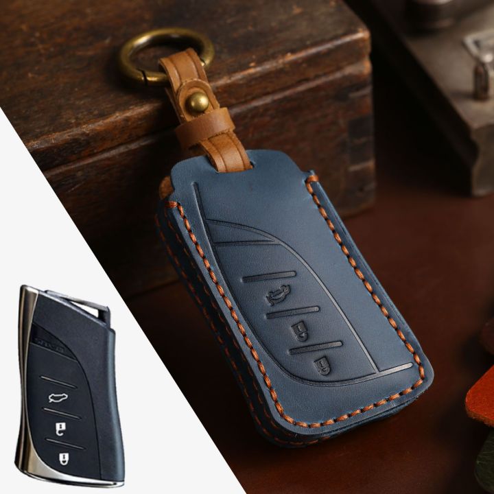 leather-key-case-cover-3-button-car-accessories-for-lexus-es200-rx-es300-nx200-keychain-holder-keyring-shell-bag-fob-protector