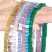 ✥✕☂ Wholesale Cube Cat Eye Beads Natural Square Loose Spacer Beads for Jewelry Making DIY Handmade Bracelet Earrings 15 Strand 4mm
