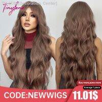 Super Long Curly Chocolate Brown Synthetic Hair Wigs with Bangs Cosplay for Women Afro Water Wave Natural Heat Resistant Wig [ Hot sell ] Decoration Center