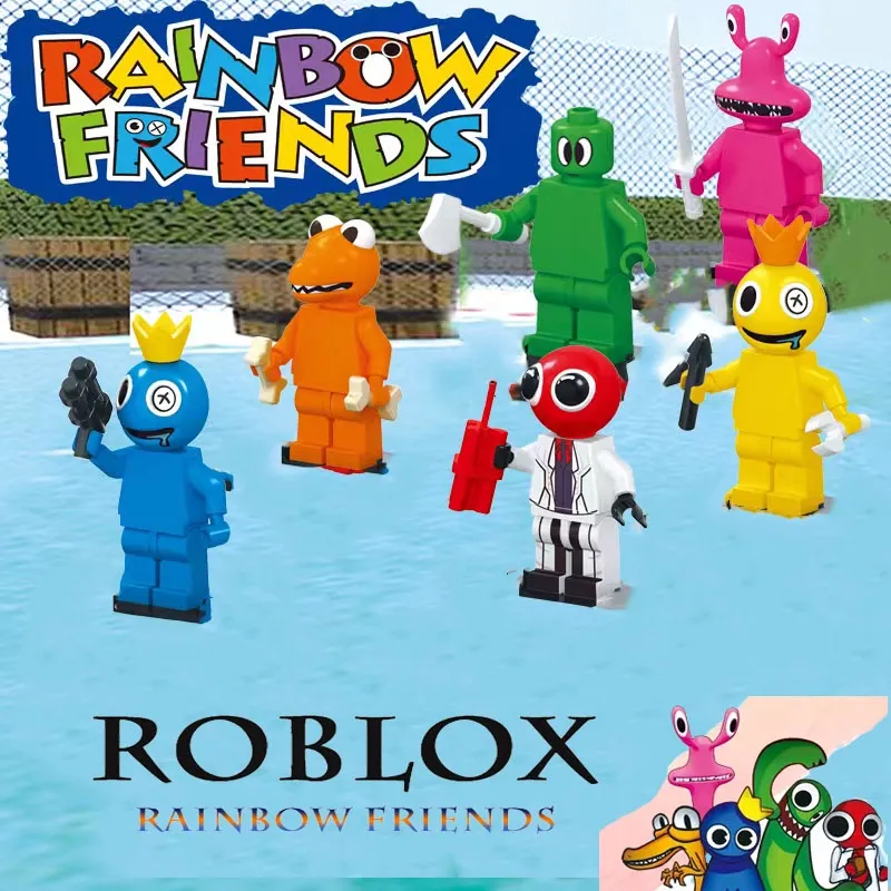 6pcs/set Roblox Rainbow Friends Building Block Toy Cute Action Figure  Collection For Kids Fans Xmas Gift