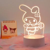 Sanrio Kawaii Night Light โคมไฟตั้งโต๊ะ Hello My Melody Cinnamoroll Kuromi Desktop Decor LED อะนิเมะห้องนอนโคมไฟข้างเตียง