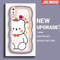 JIUMOO เคสสำหรับ Realme 3 Pro เคส3i Realme ลายหมีเชอร์รี่น่ารักกรอบคลื่นมาการองเคสมือถือกันกระแทกแบบใสนิ่มป้องกันการตกหล่นกล้องที่สร้างสรรค์ใหม่เคสซิลิกาเจลฝาครอบป้องกันใหม่