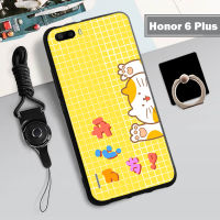 เคส TPU แบบนิ่มสำหรับ Huawei Honor 6 Plus เคสโทรศัพท์คลุมทั้งหมดสายรัดและฝามีที่ถือวงแหวนโทรศัพท์กันรอยขีดข่วนแบบแฟชั่น