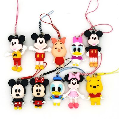 Disney Mickey Minnie Fashion Cartoon Mobile Phone Accessories Pendant Sling Anti-loss Charm Handbag Keychain Strap Gift