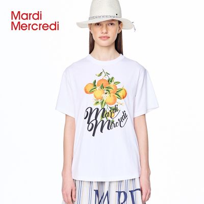 เสื้อยืดผ้าฝ้ายพิมพ์ลายขายดี Madi Mecredi เสื้อยืดแขนสั้น พิมพ์ลายตัวอักษร สีน้ํามัน ทรงหลวมS-5XL
