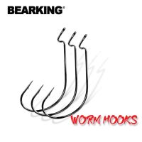 【CW】 BEARKING 50pcs per Set Fishing Soft Worm Hooks Carbon Wide Super Lock Fishhooks  jerk bait Tackle