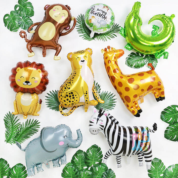 Lion Zebra Monkey Animal Foil Balloon For Jungle Safari Birthday Party ...