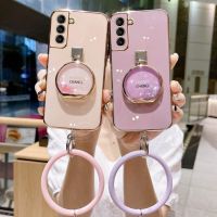 【Yellow peach flavor】 Bling Quicksand ผู้ถือน้ำหอมสร้อยข้อมือสำหรับ Samsung S10 S20 S21 S22 Plus หมายเหตุ10 20 Pro FE 71 51 32 A52 A72