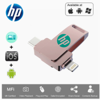 HP แฟลชไดร์ฟ USB OTG 256GB 512GB 1TB Type-C สำหรับ iPhone iPad/อุปกรณ์แฟลชไดร์ฟไลท์นิ่ง