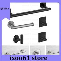 ixoo61 store Bathroom Accessories Hardware Set Robe Hook Towel Rail Bar RackRound Black Stainless Steel Shelf Tissue toilet Paper Holder DIY