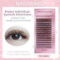 NAGARAKU Light Dark Brown Eyelash Extension Maquillaje Makeup Individual Lash High Quality Soft Natural Synthetic Mink 16 Lines Cables Converters