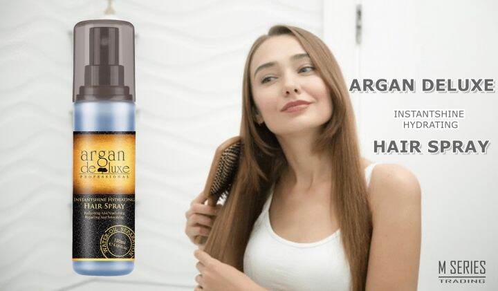 ARGAN DELUXE Instant Shine Hydrating Hair Spray 120ml **************hair serum ,hair oil, hair spray,hair treatment,smooth hair,damage hair,repair hair,minyak rambut,argan oil,soft hair,moisture,conditioner,shampoo,fizzy, hair mask,hair cream,hair ... ARGAN DELUXE Instant Shine Hydrating Hair Spray 120ml **************hair serum ,hair oil, hair spray,hair treatment,smooth hair,damage hair,repair hair,minyak rambut,argan oil,soft hair,moisture,conditioner,shampoo,fizzy, hair mask,hair cream,hair ...