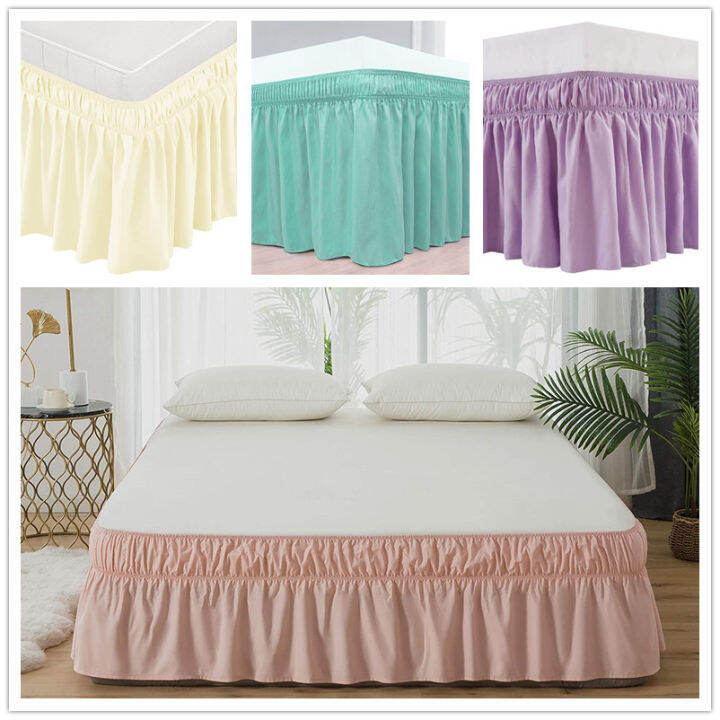 Solid Color Bed Sheet Single Piece Elastic Pleated Bed Apron Hotel