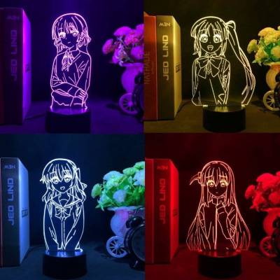 Sq2 โคมไฟกลางคืน LED รูปการ์ตูนอนิเมะ Bocchi The Rock 3d ชาร์จ USB สําหรับตกแต่งบ้าน ของขวัญวันเกิด