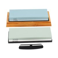 หินลับมีดชุด Whetstone 2-IN-1 400/1000 3000/8000กรวด Waterstone แท่นรองไม้และมีดท่องเที่ยวรวม