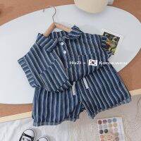 COD Boys Summer Suit Handsome Childrens Clothing Plankton Clothes Baby Denim Two-Piece Western Style