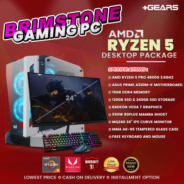 DESKTOP Package Amd Ryzen 5 Pro 4650G 3.7Ghz, 16GB DDR4 RAM, 128GB NVME + 240GB SSD Storage