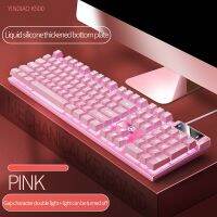 （Miss qis keycap） K500 PinkMixed ColorPink Keycaps 104 Keys WiredKeyboard สำหรับแล็ปท็อปพีซี