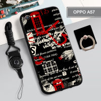 เคส TPU แบบนิ่มสำหรับ OPPO A57/A39เคสโทรศัพท์คลุมทั้งหมดสายเชือกและฝามีที่ถือวงแหวนโทรศัพท์กันรอยขีดข่วนแบบแฟชั่น