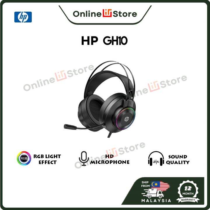 HP GH10 wired gaming headset with detachable microphone Noise reduction ...