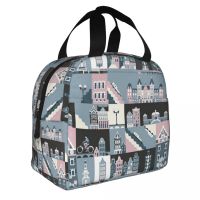 ✥ Amsterdam City Lunch Bags Portable Insulated Canvas Cooler Bag Thermal Cold Food Picnic Lunch Box for Women Children
