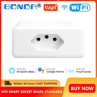 BONDA WiFi สมาร์ทเสียบ Tuya ซ็อกเก็ตไฟฟ้าบราซิลมาตรฐาน16A สมาร์ทชีวิต APP ร้านเสียงทำงานร่วมกับ Home Alexa