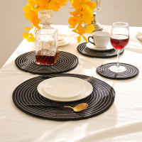 Placemats กลมตารางเสื่อทนความร้อนชามทอ Placemats จานรองแก้วชุดถ้วยกาแฟเสื่อตกแต่งบ้านอุปกรณ์ครัว SML