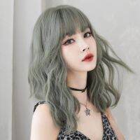 C-0318 new wig womens long cape green wavy hair