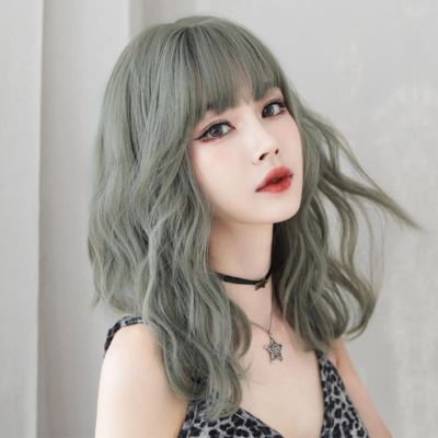 7JHH WIGS C-0318 new wig womens long cape green wavy hair Used for party photography and shopping cd