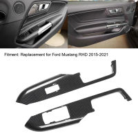 2pcs Inner Door Armrest Panel Trim Cover Carbon Fiber Replacement for Ford Mustang RHD 2015‑2021