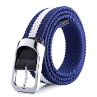 Male Accessories Braided Fabric Woven Waist Pant Jeans Dress Casual Elastic Golf Belt For Men Multicolored With Cross Buckle