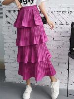 【CC】 2023 New Waist Skirt Korean Color Multi-layer Pleated Hem 7 Colors