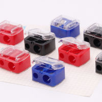 【YY】1PC New Double Holes Dual Use Type Plastic Pencil Sharpener School Office Home Automatic Pencil Sharpener for Women