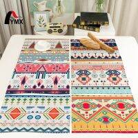 【small stationery】   แผ่นรองจาน FYMXPlacemats ที่มีลวดลายไม่สม่ำเสมอแผ่นรองจานสีสดใสสำหรับตกแต่งอาหารบนโต๊ะงานแต่งงาน