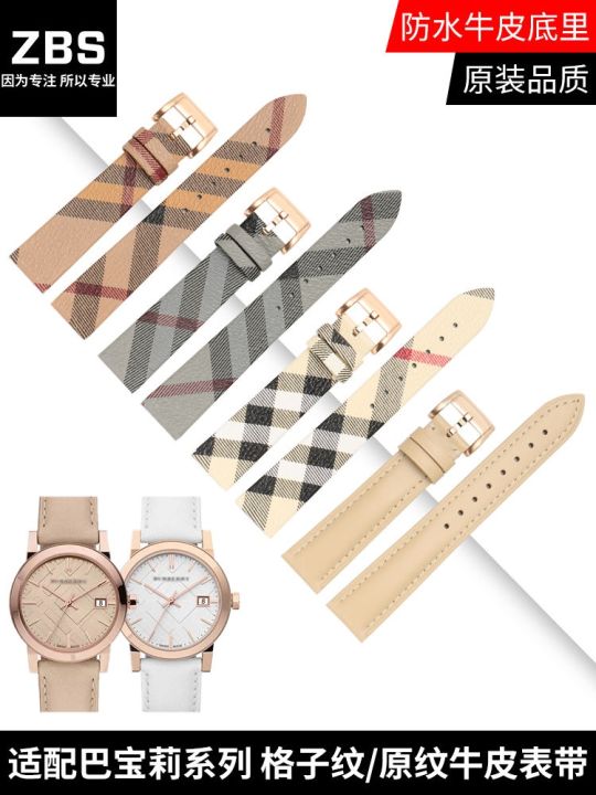 Burberry The City Smoke Dial Checked Leather Strap Watch for Women