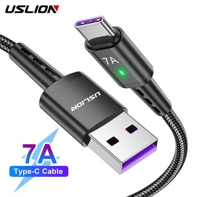 USLION สาย USB 7A ชนิด C ชนิด C ชาร์จเร็วสายดาต้าสำหรับ Macbook USB Samsung USB C ถึง USB สายเคเบิ้ล Type C สำหรับ Huawei